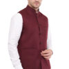 Men's Maroon Solid Nehru Jacket Waistcoat- Formal & Traditional Sleeveless Jacket