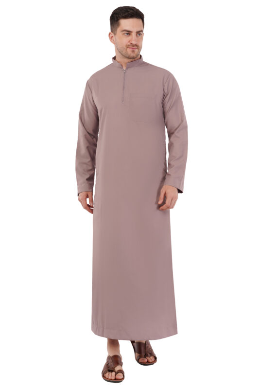 Saudi Style Thobe / Kandura for Men | Cotton Blend Fabric | Mandarin Collar