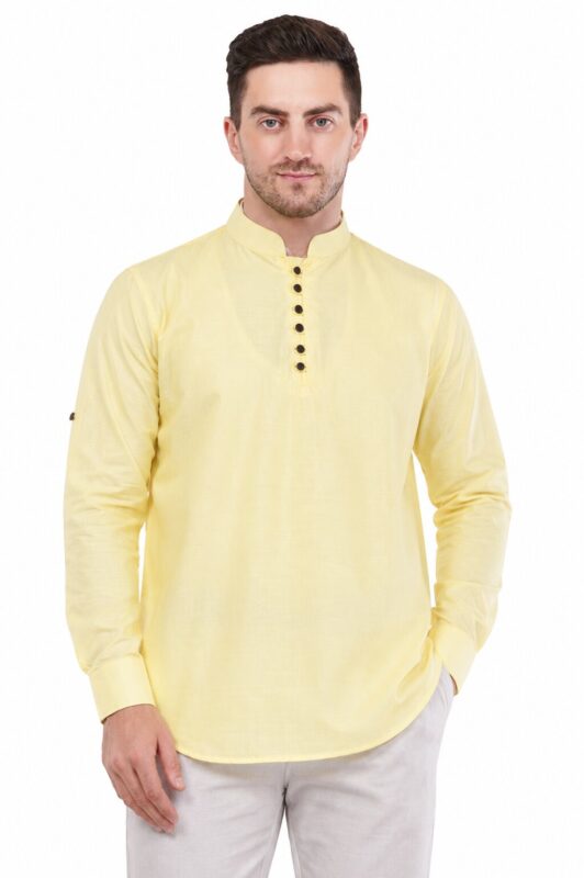 Men's Loop Button Short Kurta | Breathable Cotton Blend | Regular Fit